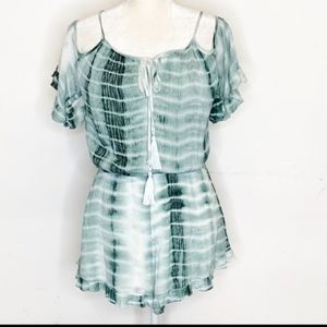 Tie-Dye Open Back Cold Sholder Romper